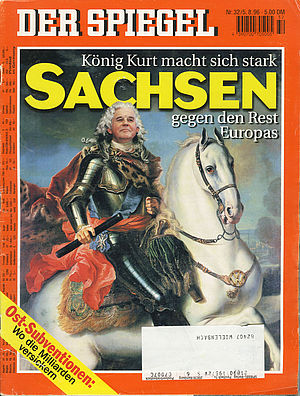 Spiegel 32/1996 Cover sächsischer Ministerpräsident als August der Starke