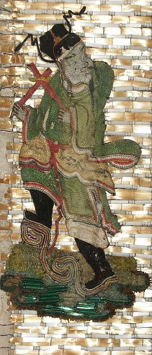 Strohtapete mit einem chinesischen Motiv im Fasanenschlösschen 