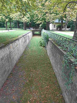 Von weitem nicht sichtbar zieht sich der Aha-Graben durch den Pillnitzer Park. 