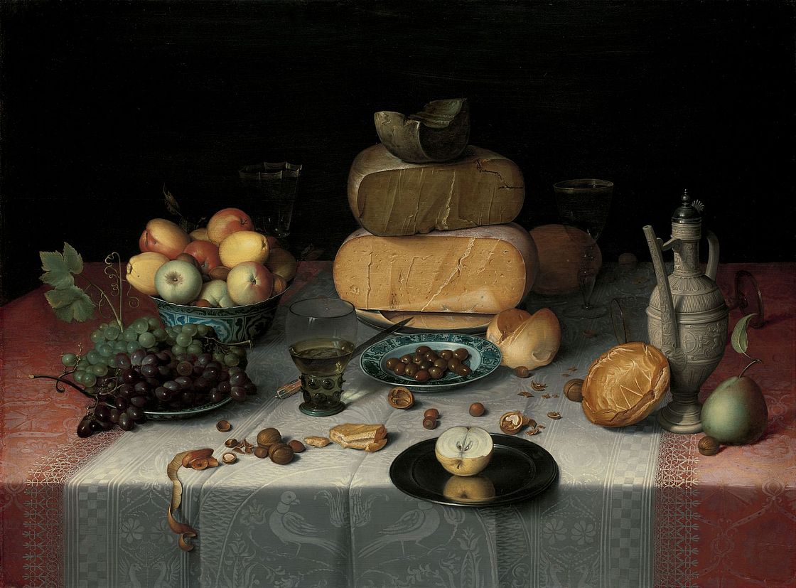Stillleben mit Käse, Gemälde von Floris Claesz van Dijck, um 1615