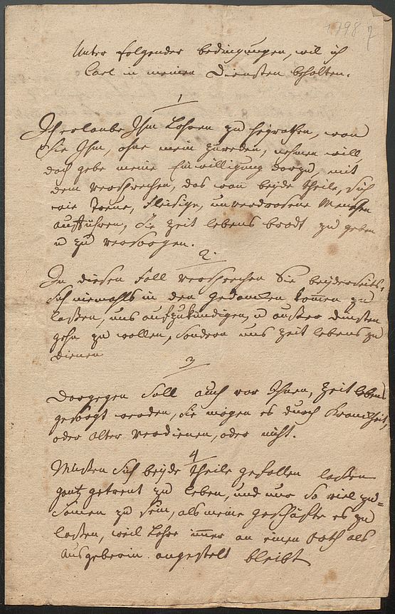 Dienstvertrag des Rammenauer Dieners Carl, um 1800, (1)