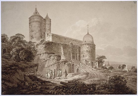 Ansicht von Burg Stolpen, Grafik, Adrian Zingg