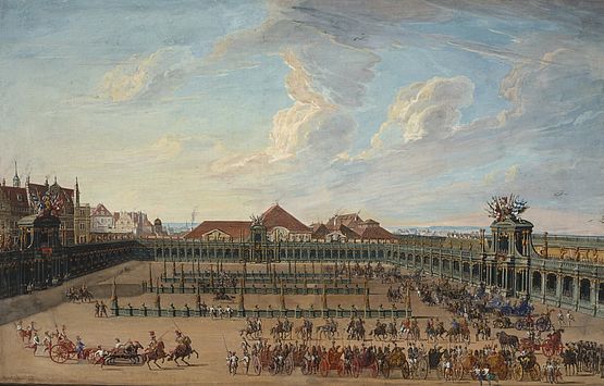 Gemälde mit dem Damenringrennen von 1709 im Zwinger Dresden 