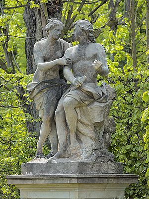 Die Liebenden Orpheus und Eurydike als Skulpturen im Barockgarten Großsedlitz