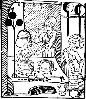 Abbildung einer mittelalterlichen Küche