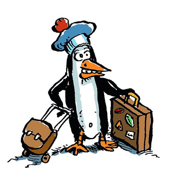 Pinguin Shackleton aus dem Buch „Rocket Blues“ 