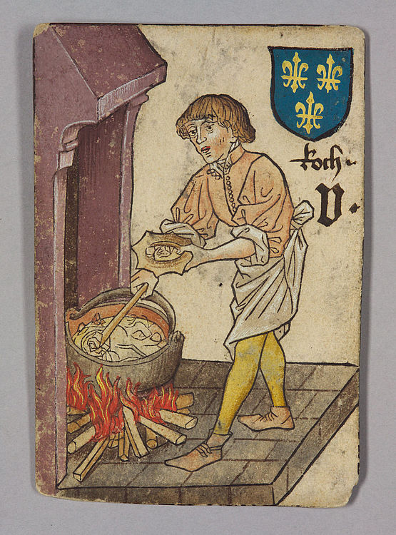 historische Darstellung eines Kochs im Mittelalter