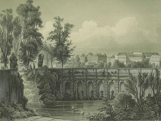 Nymphenbad im Dresdner Zwinger, 1862, grafische Reproduktion