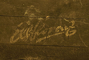 Schriftzug Elbflorenz auf einem Fass im Schloss Pillnitz