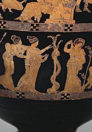 Griechische Vase mit Darstellung der Hesperiden